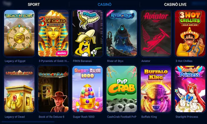 BoomerangBet Casino Giochi